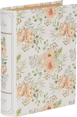 Image de Boîte de rangement en carton, forme livre, motif floral, blanc et vert, 17x14x5 cm, marque Clayre & Eef