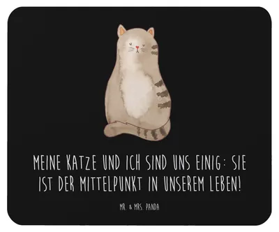 Produktbild von Mr. & Mrs. Panda Mousepad Katze Sitzen - Schwarz - Geschenk, mousematte, notebook mauspad, Mouse Pad, Katzen, computer, Cat, Cats, Herz