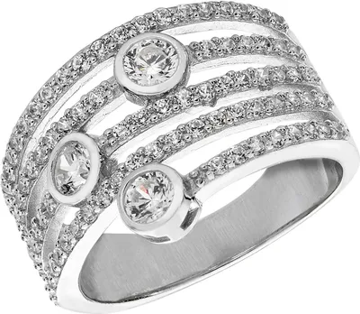 Produktbild von Edler 925 Sterling Silber (Rhodiniert) Damen - Ring mit Zirkonia, 58 (18.5); TRS22139RSQ