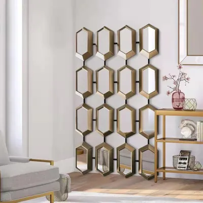 Produktbild von Metall gerahmter design Wandspiegel 170 x 100 cm Gold / Schwarz