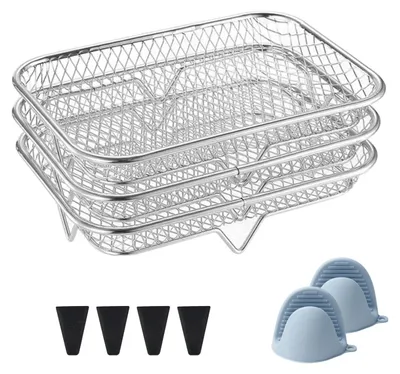 Airfryer-Körbe 3er Set stapelbar Edelstahl Zubehör
