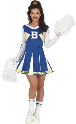 Immagine prodotto di Costume sportivo da cheerleader in maschera per feste di carnevale, uniforme da divertimento, taglia: 36 - 38 (S) colore: blu