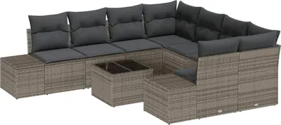 Produktbild von Sofa Set mit Kissen 9 pcs Grau Poly Rattan