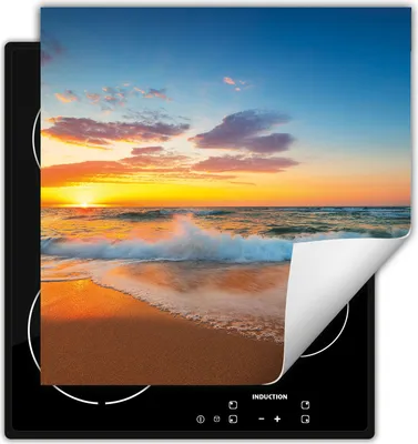 Produktbild von DarHaus Herdabdeckplatte 50x52 cm Anti Rutsch Matte Aufrollbar, Sonne - Meer