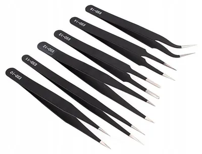 Produktbild von Pinzetten 6-teilig antistatisch ESD 12-14 cm, Edelstahl