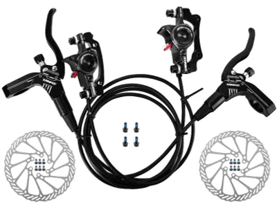 Produktbild von Fahrrad Hydraulische Scheibenbremsen Vorne Hinten Bremssaettel Set fuer MTB Mountainbike Links Rechts Bremshebel Kit mit 160mm Scheibenrotor