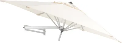 Produktbild von Sonnenschirm 250 cm rund mit Wand Halterung ohne Schirmständer für Balkon oder Terrasse, Marktschirm Gartenschirm Terrassenschirm, knickbar mit Windauslass, ecru