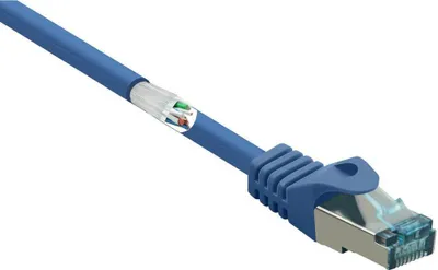 Produktbild von Renkforce RF-5056418 RJ45 Patchkabel CAT 6a S/FTP 20.00 m Blau mit Rastnasenschutz, Flammwidrig 1 St.