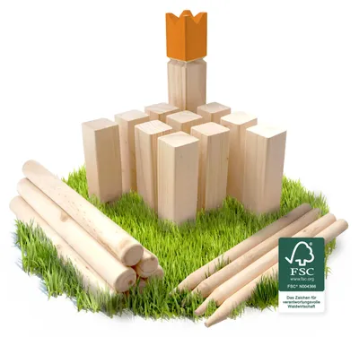 Produktbild von Ocean 5 Kubb 25 x 4,7 cm goldene Krone - Wurfspiel Wikingerspiel