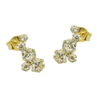 Immagine prodotto di Orecchino con orecchino 12x6mm fiocco ciascuno 5 zirconi ORO 9ct oro 12x6mm