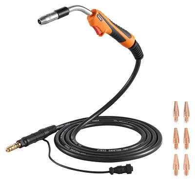 Produktbild von VEVOR 250A MIG Schweißbrenner mit 4,57 m Schlauch, IG Schweißpistole mit 7 Ersatzdüsen 0,8/0,9/1 mm, Profi-Schweißzubehör Kompetibel mit Lincoln Magnum Pro 250L, Schutzgasschweißgerät für Werkstatt