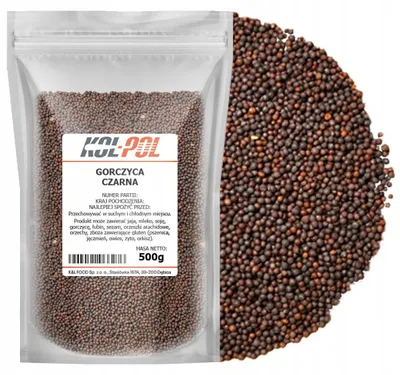 Zdjęcie produktu dla GORCZYCA CZARNA 500g Całe ziarno gorczycy naturalna przyprawa Kol-Pol