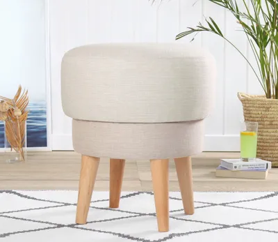 Produktbild von Hanah Home, Giovas - Cream, Sitzpuff, 100 % LEINEN, Creme, 47 x 47 x 51 cm