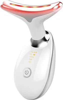 Produktbild von Nacken-Anti-Falten-Gesichtsschönheitsgerät 3 Modi  zum Anheben und Straffen des Massagegeräts, elektrische LED-Photonen-Gesichtstherapie, Mikrostrom-Faltenentferner (Weiß)