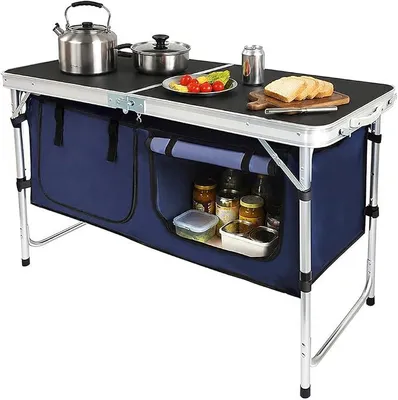 Imagen del producto de Cocina de camping plegable, armario de camping ligero con estructura de aluminio y compartimento de almacenamiento, bolsa de transporte, cocina de camping, armario para tienda de campaña, cocina de viaje para actividades al aire libre