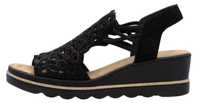Produktbild von Rieker Damen Sandalette Hochfront mit Strass und Cut-Outs 67465, Größe:42 EU, Farbe:Schwarz