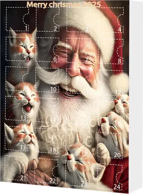 Produktbild von Katzen-Adventskalender, 24 Tage, Weihnachts-Katzen-Countdown-Kalender mit 24 Stück 2D-Acryl-Katzen-Hängeanhängern für Katzenliebhaber