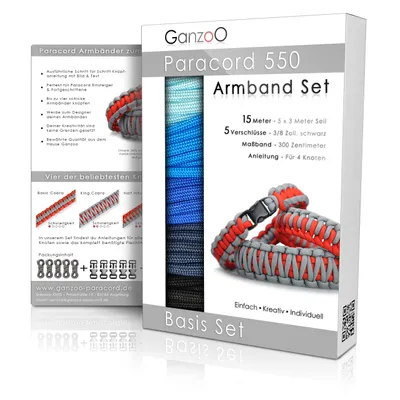 Produktbild von Paracord 550 Armband Set selbst knüpfen, Bastelset, Knüpfset, DIY Bracelet mit Klickverschlüssen und Anleitung, Lanyard Armband selber Machen aus Parachute Cord, Farbe: Sea