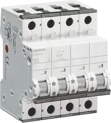 Imagen del producto de Interruptor diferencial modular, 63A, 4 polos, 400V, posible disparo: 5TE2514-0