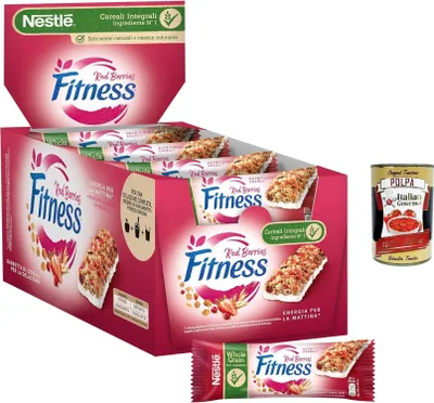 Produktbild von FITNESS Frutti rossi, Cereal Bars mit roten Früchten Geschmack, 24 Bars mit 564 g (564 g) + Italian Gourmet polpa 400g