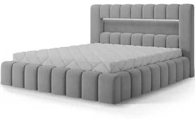 Zdjęcie produktu dla Łóżko tapicerowane LAMICA VELVET 160x200 jasnoszare z pojemnikiem