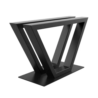Produktbild von MetaloPro V-Frame Tischgestell, Stabile Metall Tischbeine für Esstisch, Moderne Schwerlast Stahlkonstruktion, Elegante Schwarze Tischkufen mit Bodenschonern, Perfekt für Wohnzimmer oder Büro