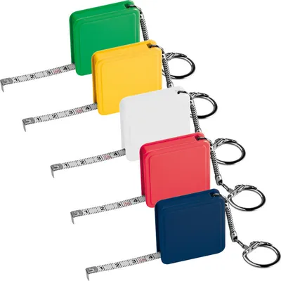 Produktbild von 5x Stahlbandmaß 1m / mit Schlüsselanhänger / Farbe je 1x gelb,grün,weiß,blau,rot