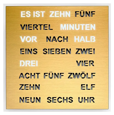 Produktbild von Filius 0400-9 Wort-Tischuhr Quadratische Wortuhr Goldfarben 20 cm