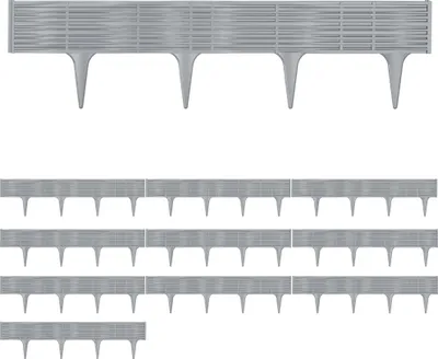 Image de DEUBA® Bordure de jardin plastique 7,80m résistante intempéries UV piquet terre parterre plate-bande délimitation design clôture prairie gris