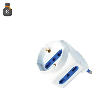 Produktbild von Alcapower Platzsparender Adapter 16A mit 2 Bipasso-Steckdosen 10/16A und 1 Schuko-Universalsteckdose, Weiß, Max. 1500W, 3-poliger Stecker
