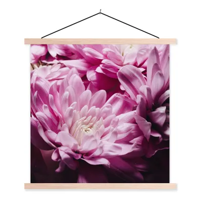 Produktbild von MuchoWow® Textilposter Blumen - Rosa - Natur 120x120 cm mit holzfarbenen Rahmen - Textil-Poster