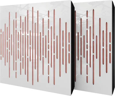 Produktbild von 2er-Pack – Akustikpaneel mit Samtstoff und Befestigungsset | 50x50x5cm | Schallabsorption-Diffusion-Schalldämmung | [WAVE -Weißer Kunststoff|Rosa]