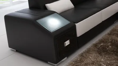Produktbild von Ledersofa L-Form Couch Möbel Wohnlandschaft Ecksofa Garnitur Design Modern Sofa