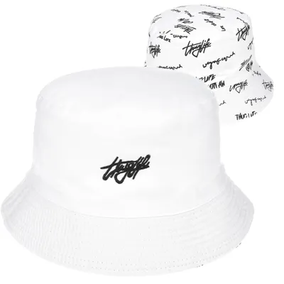 Produktbild von Versoli Bucket Hat Wendehut Sommerhut Fischermütze Sonnenmütze Sonnenschutz Uni - THUG LIFE WEISS