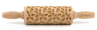 Immagine prodotto di Folkroll Teigrolle Stechpalme, junior, 23 cm, Nudelholz, Prägerolle, Muster, Motiv, Rolle, Buchenholz, 332801