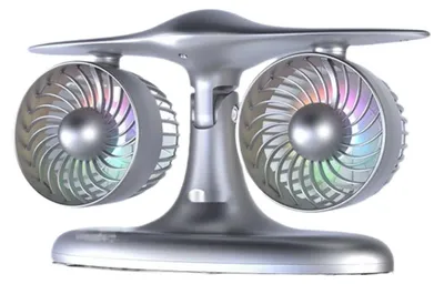 Produktbild von Zimilo Tischventilator mit Doppelluefter, 3000mAh, Turbolüfter mit 3 Stufen, Touch-Bedienung, RGB-Licht, USB, Buero, Camping, Silber