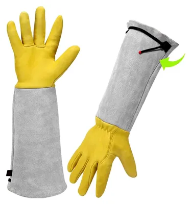 Produktbild von Gartenhandschuhe für Damen und Herren, Arbeitshandschuhe aus Leder, ideal für Gartenarbeit und Schnittschutz