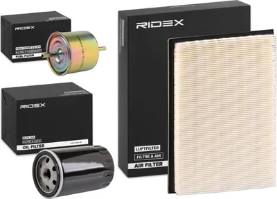 Produktbild von RIDEX Filterset Inspektionspaket Filtersatz für HYUNDAI SANTA FÉ II (CM) für FORD Fiesta Mk4 Schrägheck (JAS, JBS) Puma Schrägheck Fiesta Mk4