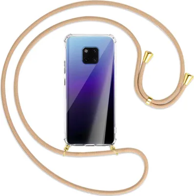 Produktbild von Handykette Backcover-Schutzhülle mit Band (Metall goldfarben) für Huawei Mate 20 Pro - beige