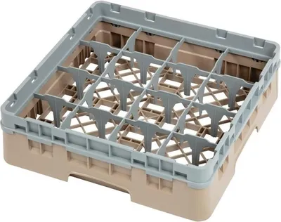 Image de Panier à verres Cambro, beige, 16 compartiments, hauteur maximale des verres : 9,2 cm