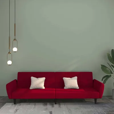 Produktbild von CLORIS Schlafsofa 2-Sitzer Weinrot Samt - Ecksofas LL0000255873