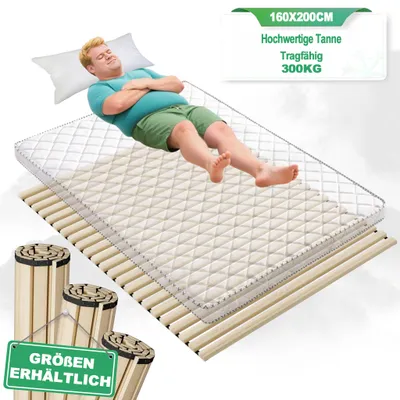 Produktbild von YZNAHRE Lattenrost 160x200cm Lattenroste mit 23 Leisten Rolllattenrost Rollrost bis ca. 300 kg Lattenrahmen mit Schwarz Gummiband für alle Matratzen Geeignet