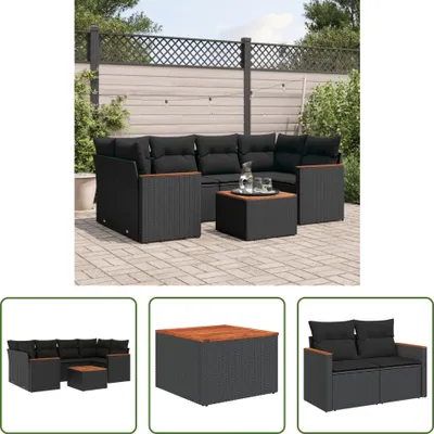 Produktbild von The Living Store 7-tlg. Garten-Sofagarnitur mit Kissen Schwarz Poly Rattan