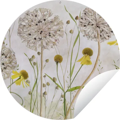 Produktbild von MuchoWow® Gartenposter Outdoor-Poster Rund Blumen - Aquarell - Stilleben Ø 120 cm Gartendeko Rundes Poster draußen