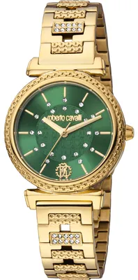 Produktbild von Roberto Cavalli RC5L025M0065 grün gold Edelstahl Damen Uhr NEU