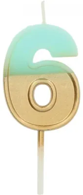 Image de Bougie chiffre 6 anniversaire gâteau Folat or bleu