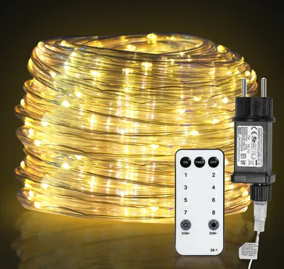 Zdjęcie produktu dla Fiqops 20M LED oświetlenie linowe LED bajkowe światła 8 trybów IP65 wodoodporne oświetlenie linowe zewnętrzna impreza ogrodowa dekoracja świąteczna ciepła biel