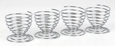 Image de Coquetiers en métal chromé Set de 4 supports d'œufs Dépose-œufs Cuisine