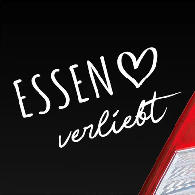 Produktbild von Auto Aufkleber Essen verliebt Herz Stadt Heimat Liebe Car 19x10 cm Weiss Matt Sticker Heckscheibenaufkleber