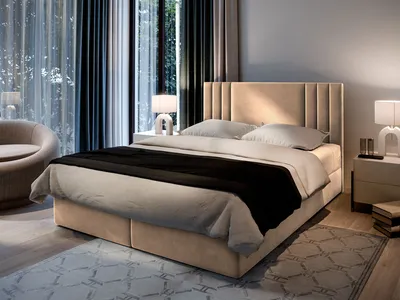 Produktbild von Masseno Boxspringbett BRES 180x200 cm Komplett-Set mit Bonell Matratze und Topper, Polsterbett mit Bettkästen -Beige, CASABLANCA 04
